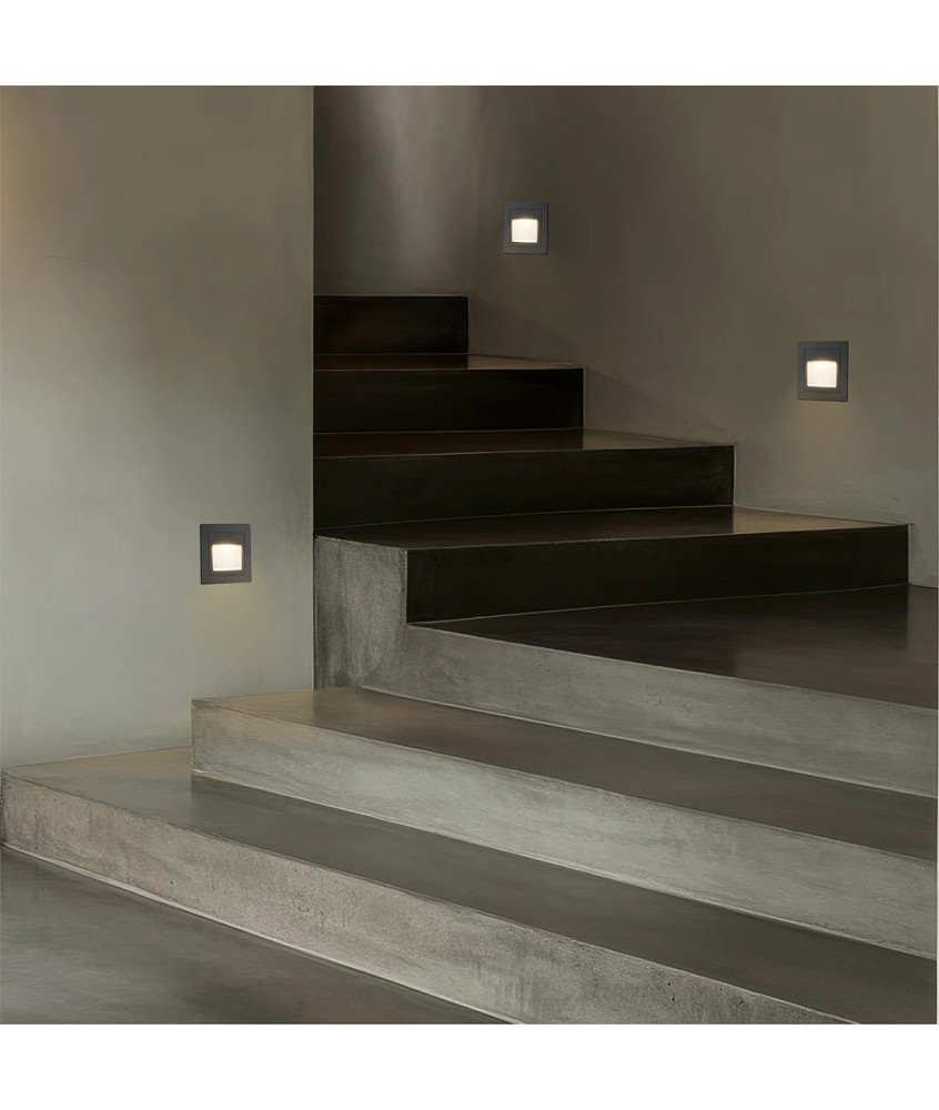 kelvo® STEPART KLV-101-0078 Χωνευτό Φωτιστικό Σκαλοπατιού - Διαδρόμου LED 3W 375lm 45° AC 220-240V Αδιάβροχο IP65 Θερμό Λευκό 2700K - Lumileds SMD Chip & TÜV SÜD Driver - Γκρι Ανθρακί Ματ - Μ8.5 x Π5 x Υ8.5cm - Q6.72 x 6.72cm - 5 Χρόνια Εγγύηση